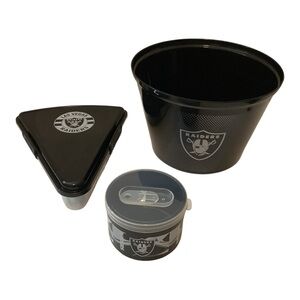 Las Vegas Raiders Plastic Bucket Ice Or Popcorn, Snack&Large Pizza Slice Carrier